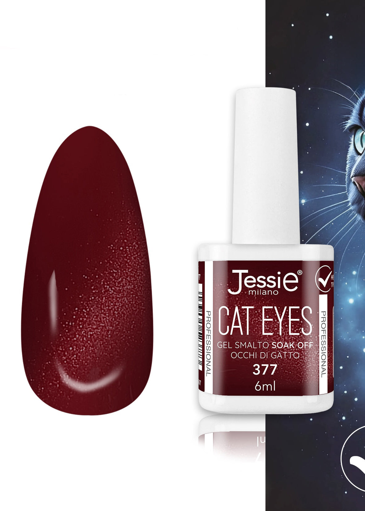 Gel Smalto Cat Eye Semipermanente 6ml – Jessie Milano | 24 Colori Rubino - 377