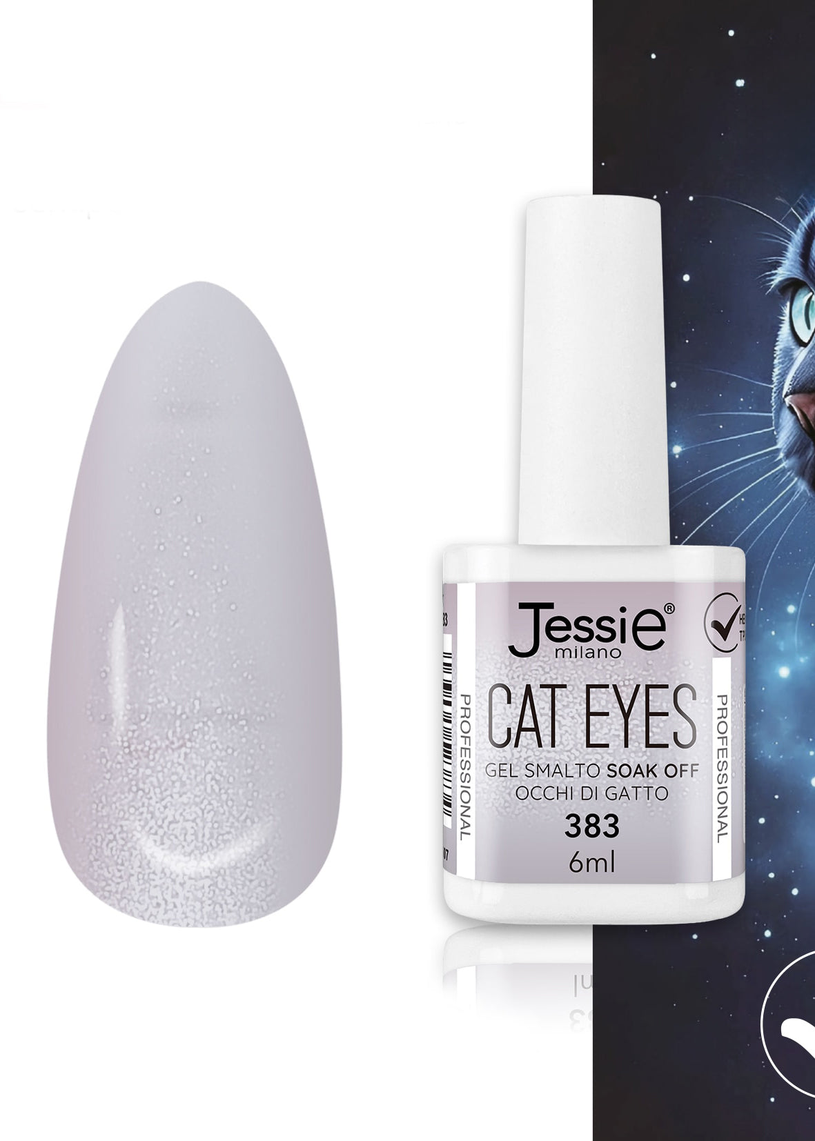 Gel Smalto Cat Eye Semipermanente 6ml – Jessie Milano | 24 Colori Grigio Chiaro - 383