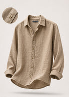 Camicia Uomo 100% Lino Naturale Made in Italy | Traspirante ed Elegante per l’Estate S-3XL Kakhi