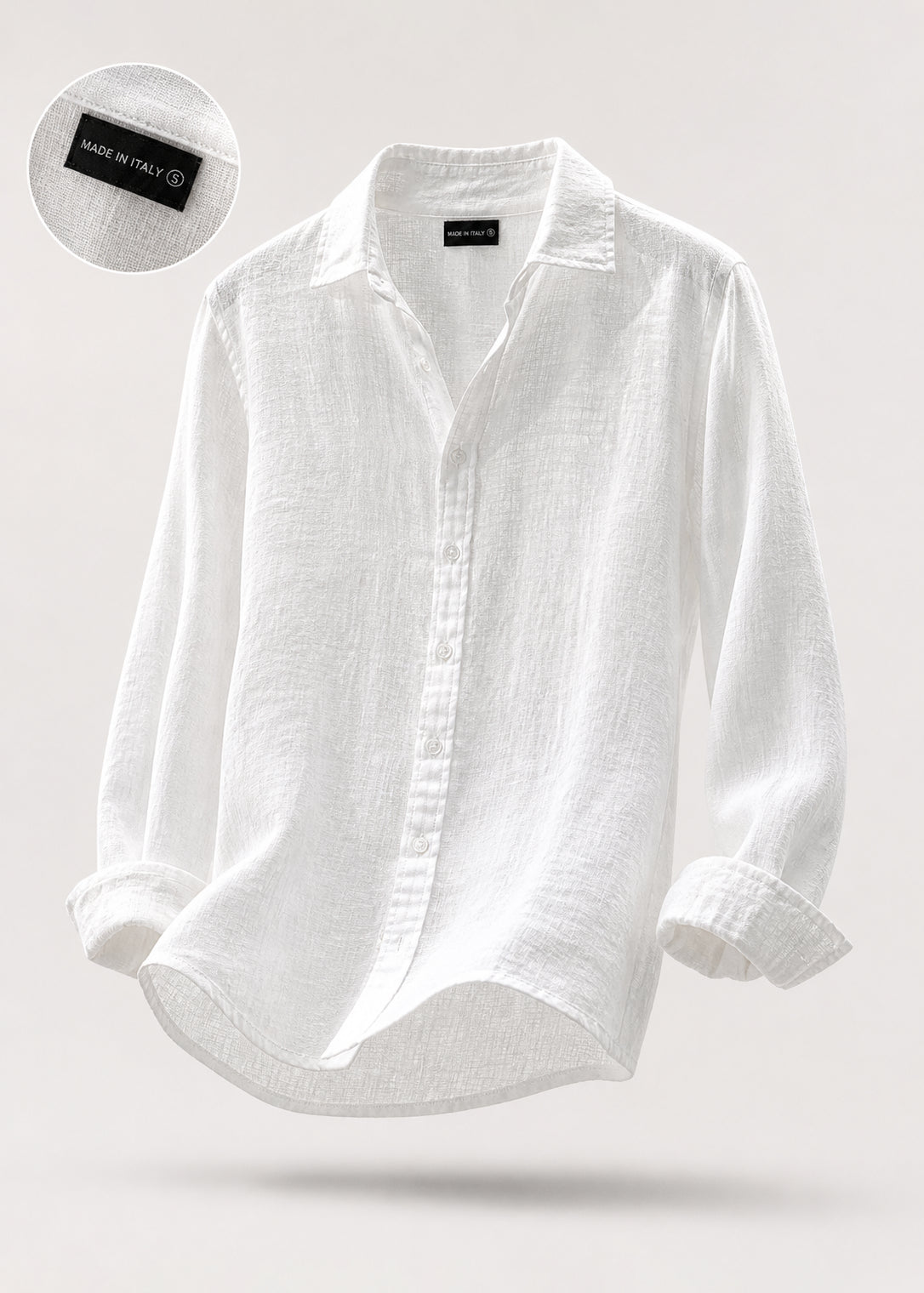 Camicia Uomo 100% Lino Naturale Made in Italy | Traspirante ed Elegante per l’Estate S-3XL Bianco