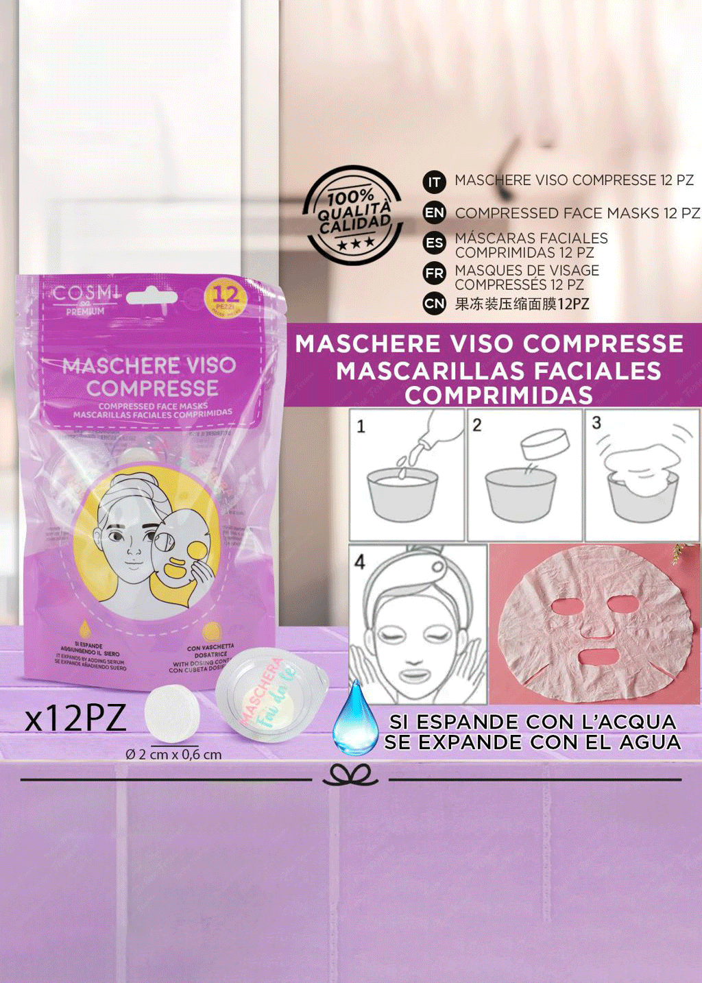 Maschere compresse 12 pz con dosatrice