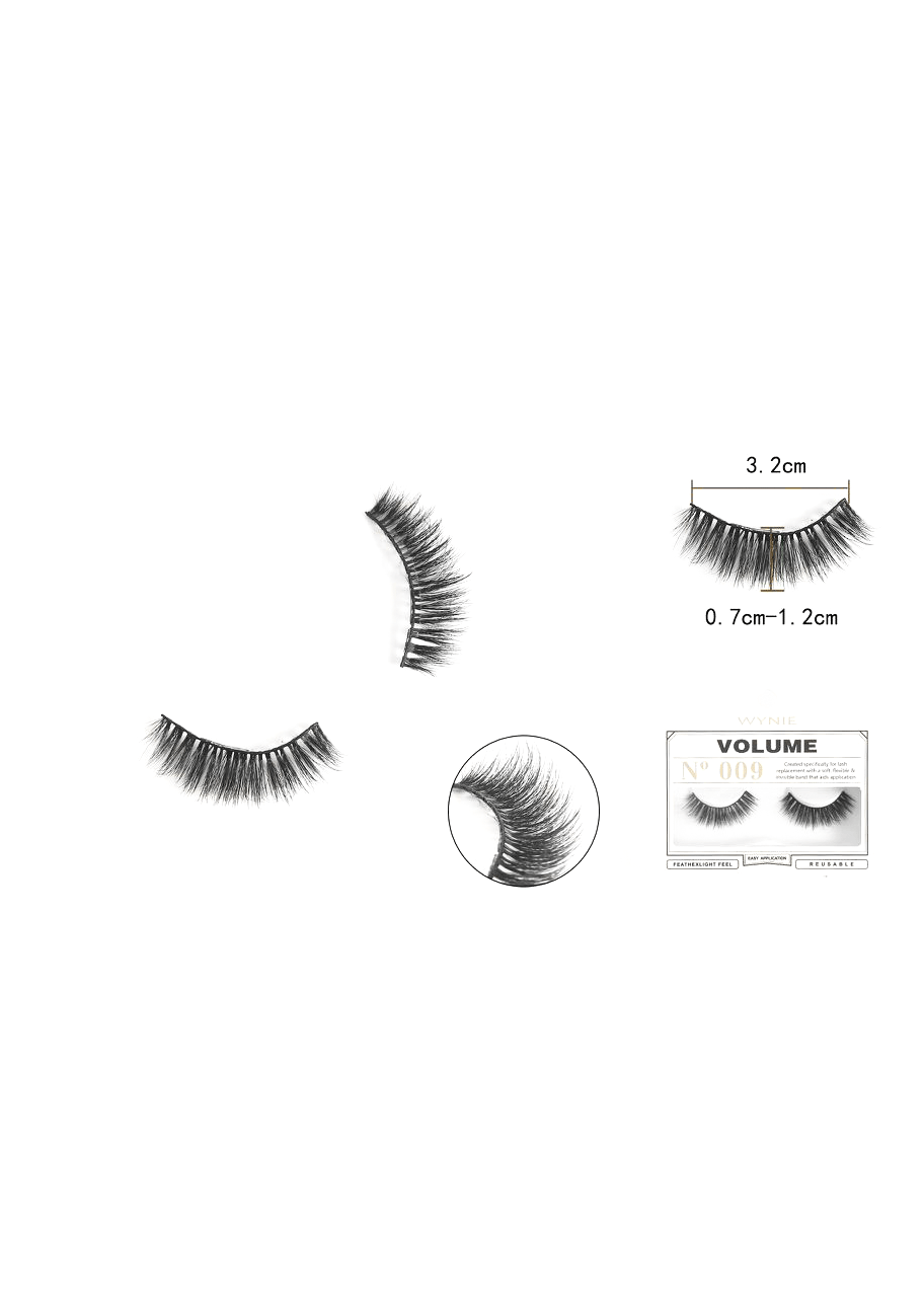 WYNIE Ciglia Finte 3.2cm N009 – Fibra Sintetica, Effetto Naturale