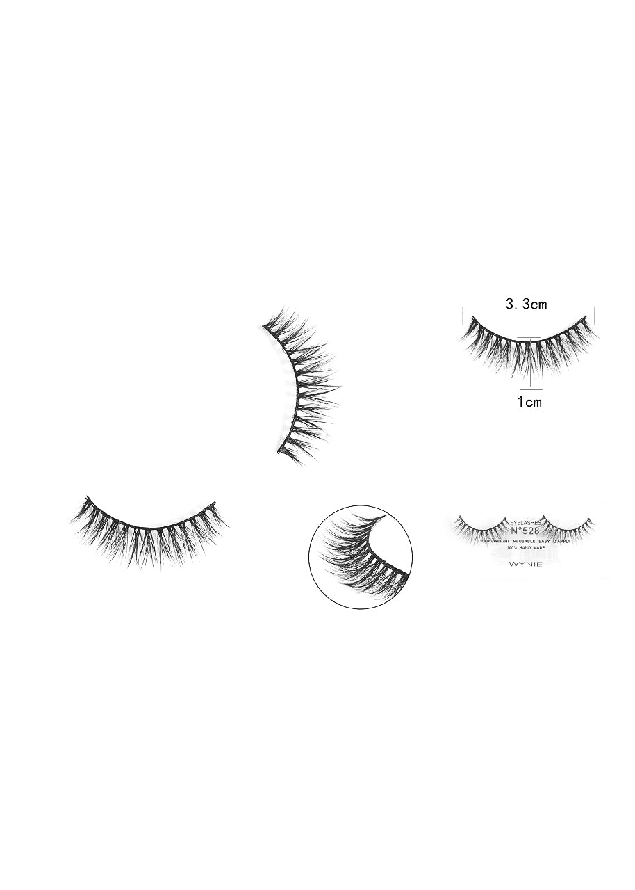 WYNIE Ciglia Finte 3.3cm N528 – Fibra Sintetica, Effetto Naturale
