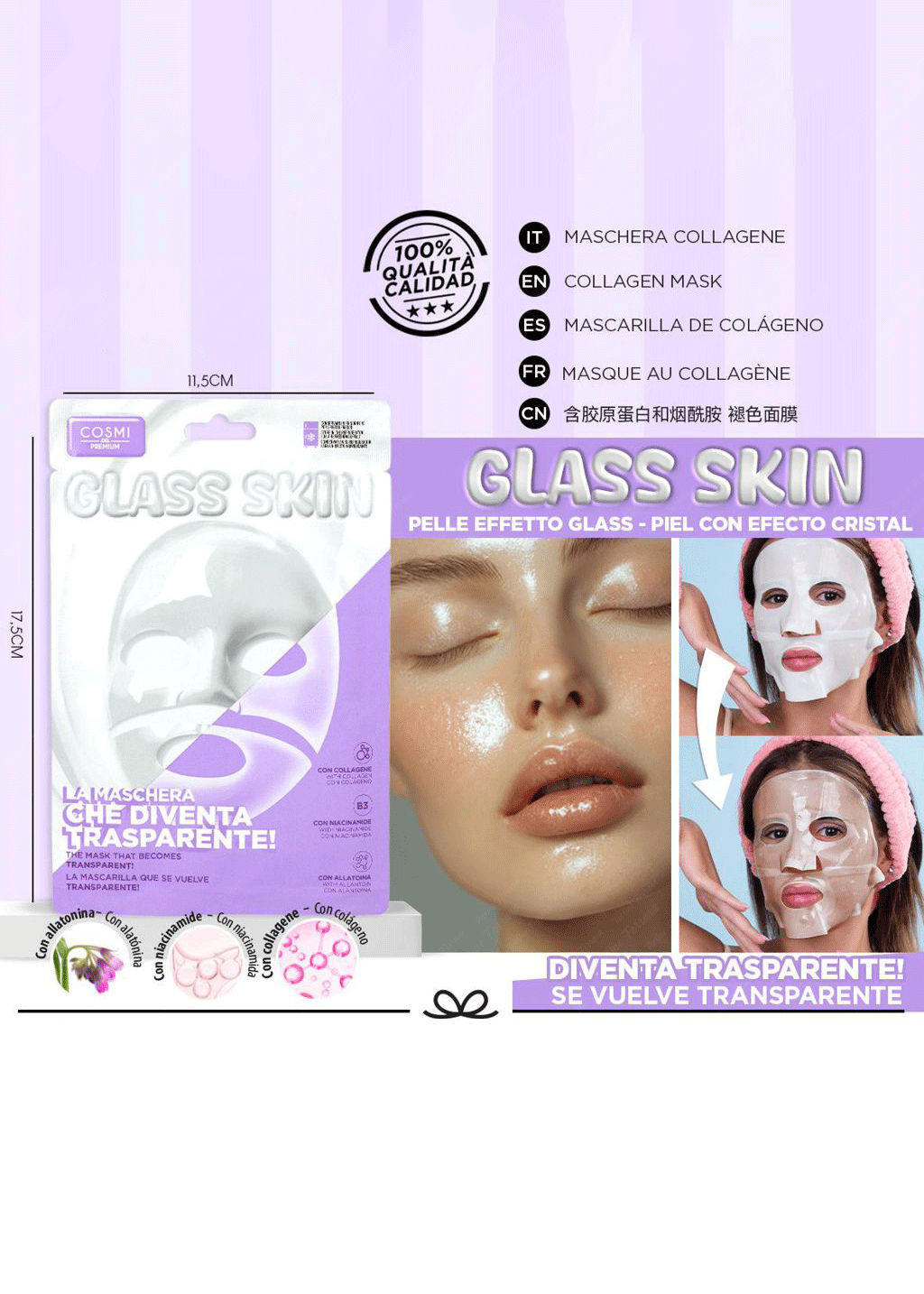 Maschera viso glass skin con niacinamide