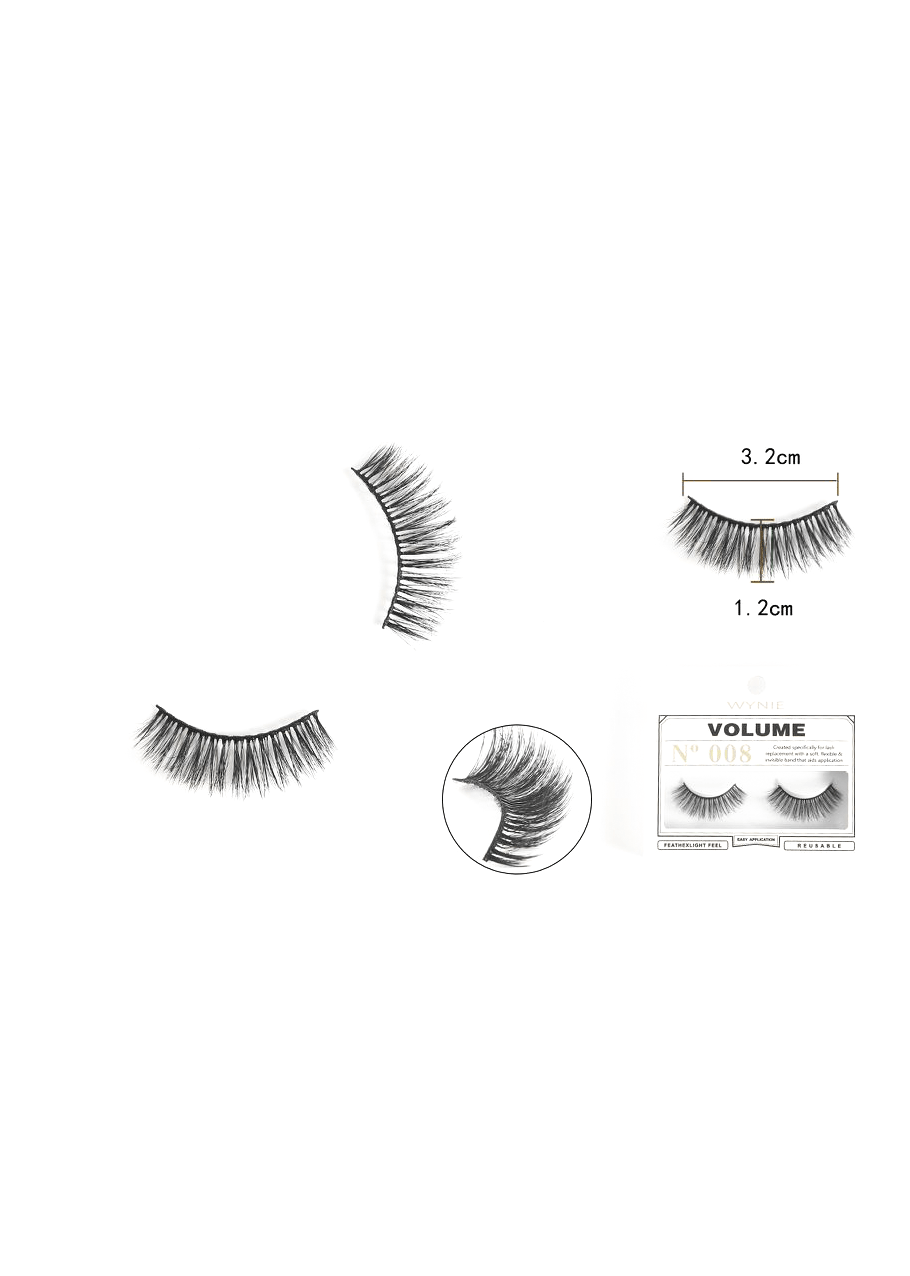 WYNIE Ciglia Finte 3.2cm N008 – Fibra Sintetica, Effetto Naturale