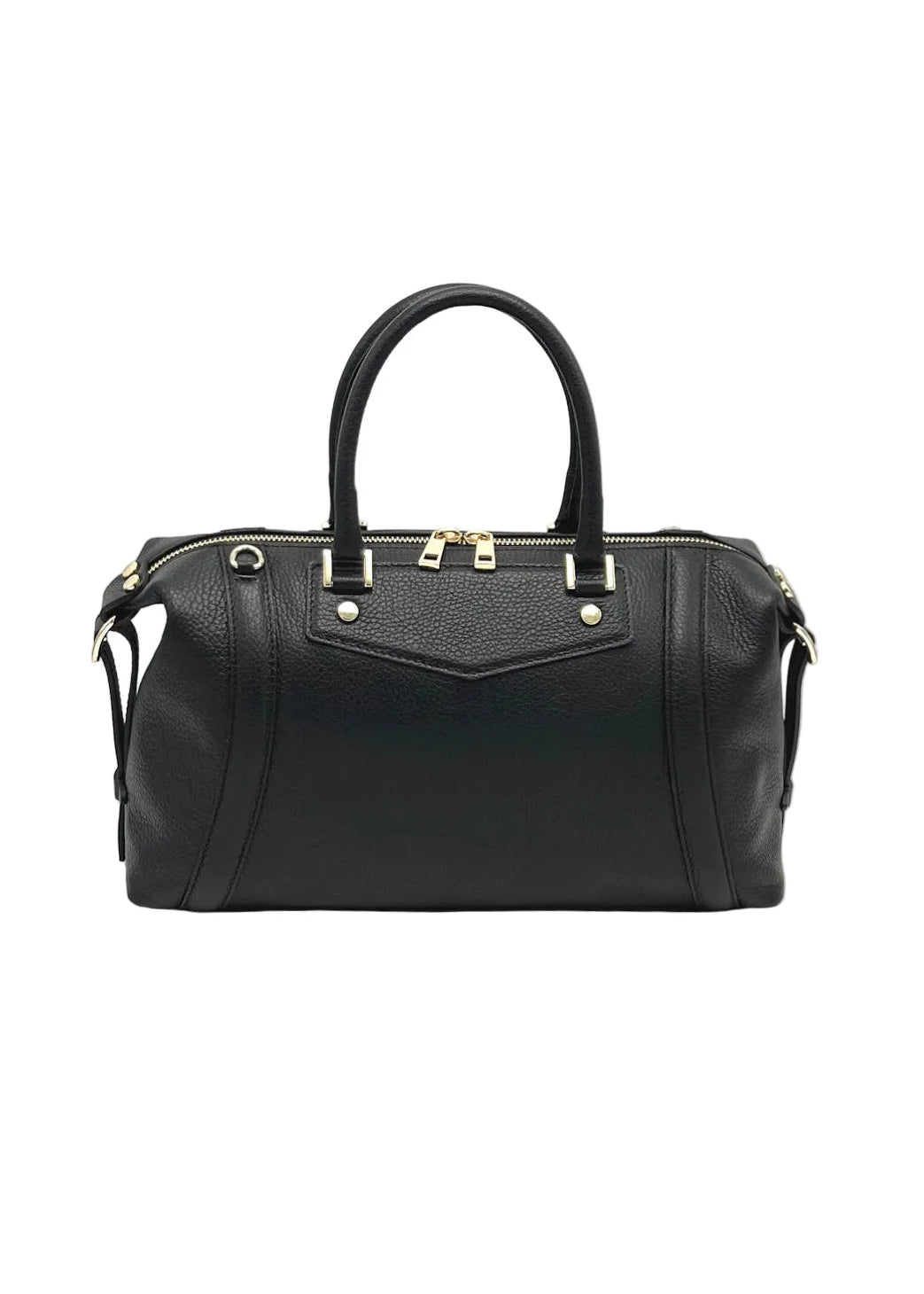 Borsa Boston da donna in vera pelle con tracolla regolabile, Made in Italy, art. 112677Nuova Nero