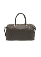 Borsa Boston da donna in vera pelle con tracolla regolabile, Made in Italy, art. 112677Nuova Marrone scuro