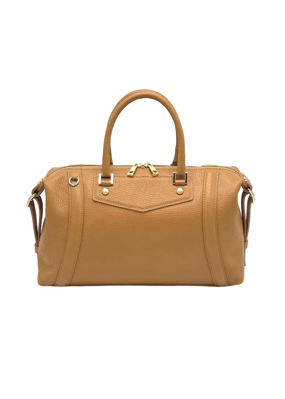 Borsa Boston da donna in vera pelle con tracolla regolabile, Made in Italy, art. 112677Nuova Marrone
