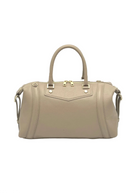 Borsa Boston da donna in vera pelle con tracolla regolabile, Made in Italy, art. 112677Nuova Kakhi