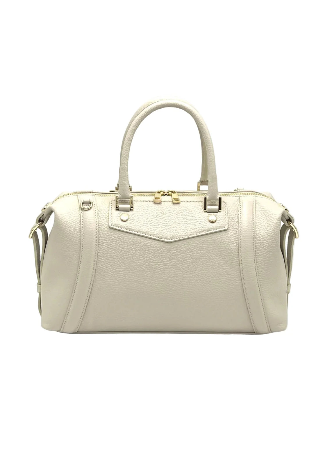 Borsa Boston da donna in vera pelle con tracolla regolabile, Made in Italy, art. 112677Nuova Beige