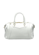 Borsa Boston da donna in vera pelle con tracolla regolabile, Made in Italy, art. 112677Nuova Bianco