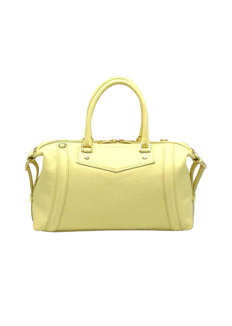 Borsa Boston da donna in vera pelle con tracolla regolabile, Made in Italy, art. 112677Nuova Giallo