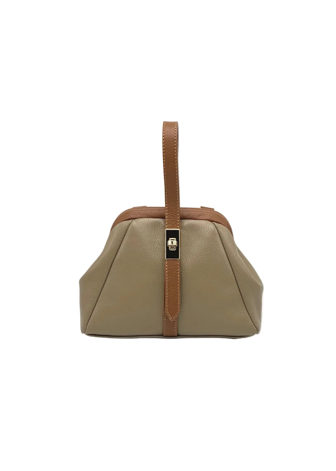 Borsa Porta Cellulare a Tracolla in Vera Pelle, Made in Italy – art. 112628 Kakhi