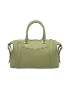 Borsa Boston da donna in vera pelle con tracolla regolabile, Made in Italy, art. 112677Nuova Verde.Bottiglia