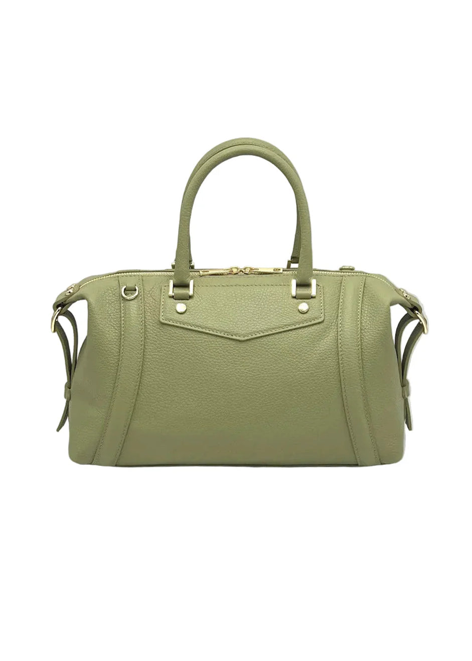 Borsa Boston da donna in vera pelle con tracolla regolabile, Made in Italy, art. 112677Nuova Verde.Bottiglia