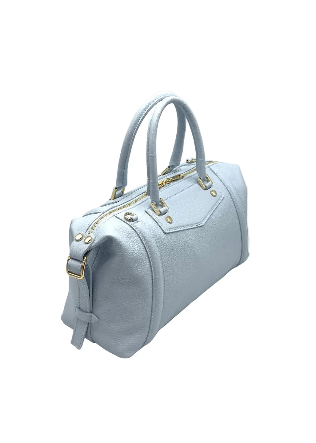 Borsa Boston da donna in vera pelle con tracolla regolabile, Made in Italy, art. 112677Nuova