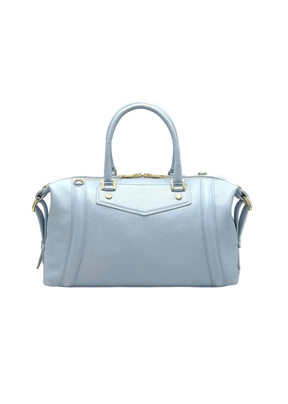 Borsa Boston da donna in vera pelle con tracolla regolabile, Made in Italy, art. 112677Nuova Azzuro