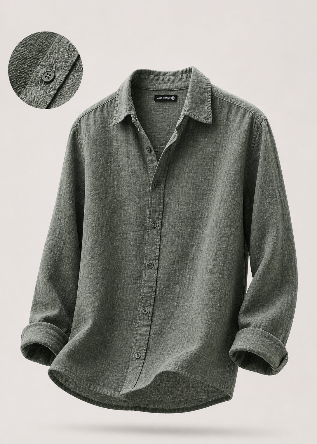 Camicia Uomo 100% Lino Naturale Made in Italy | Traspirante ed Elegante per l’Estate S-3XL Verde oceano