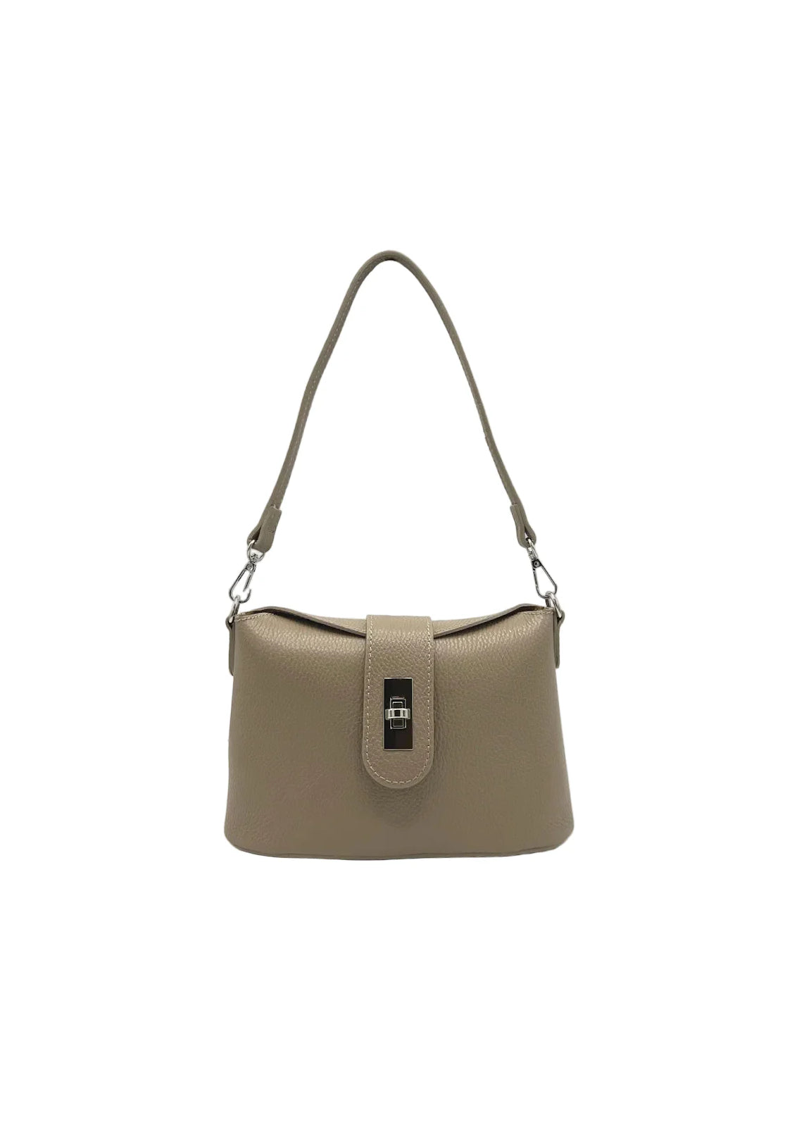 Borsa a Tracolla da Donna in Vera Pelle, 2 Tracolle Removibili, Made in Italy – art. 112745 Kakhi