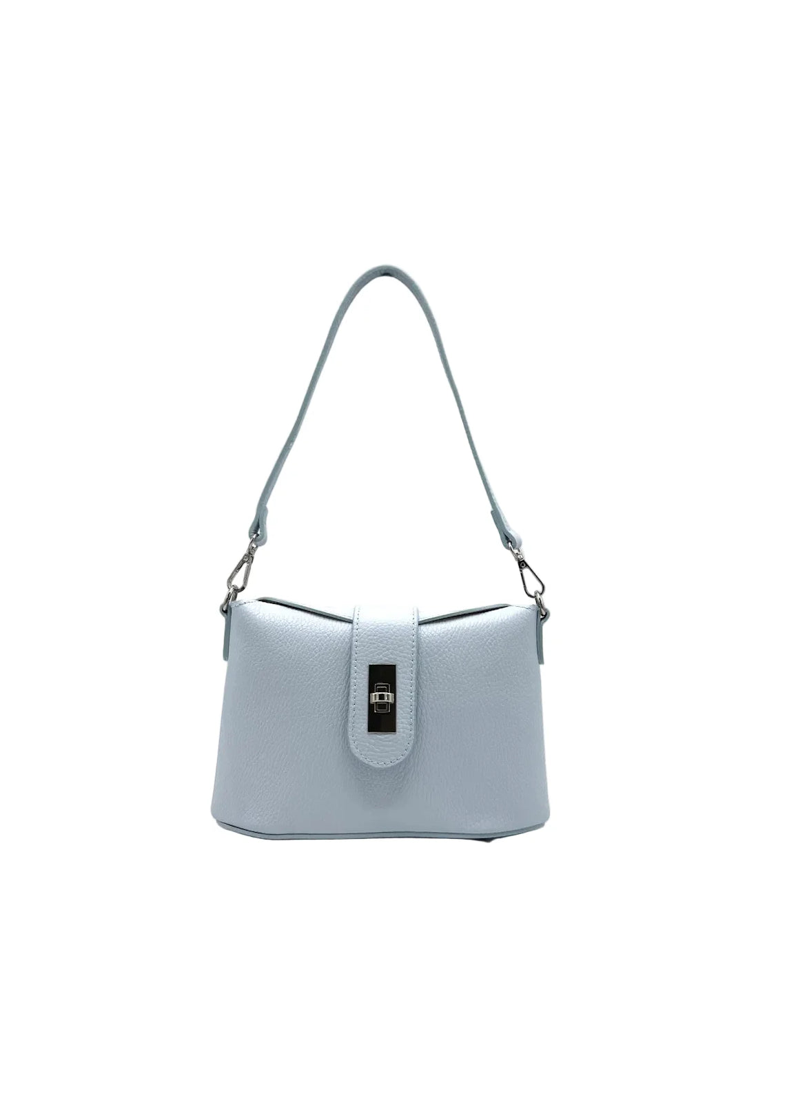 Borsa a Tracolla da Donna in Vera Pelle, 2 Tracolle Removibili, Made in Italy – art. 112745 Azzurro cielo