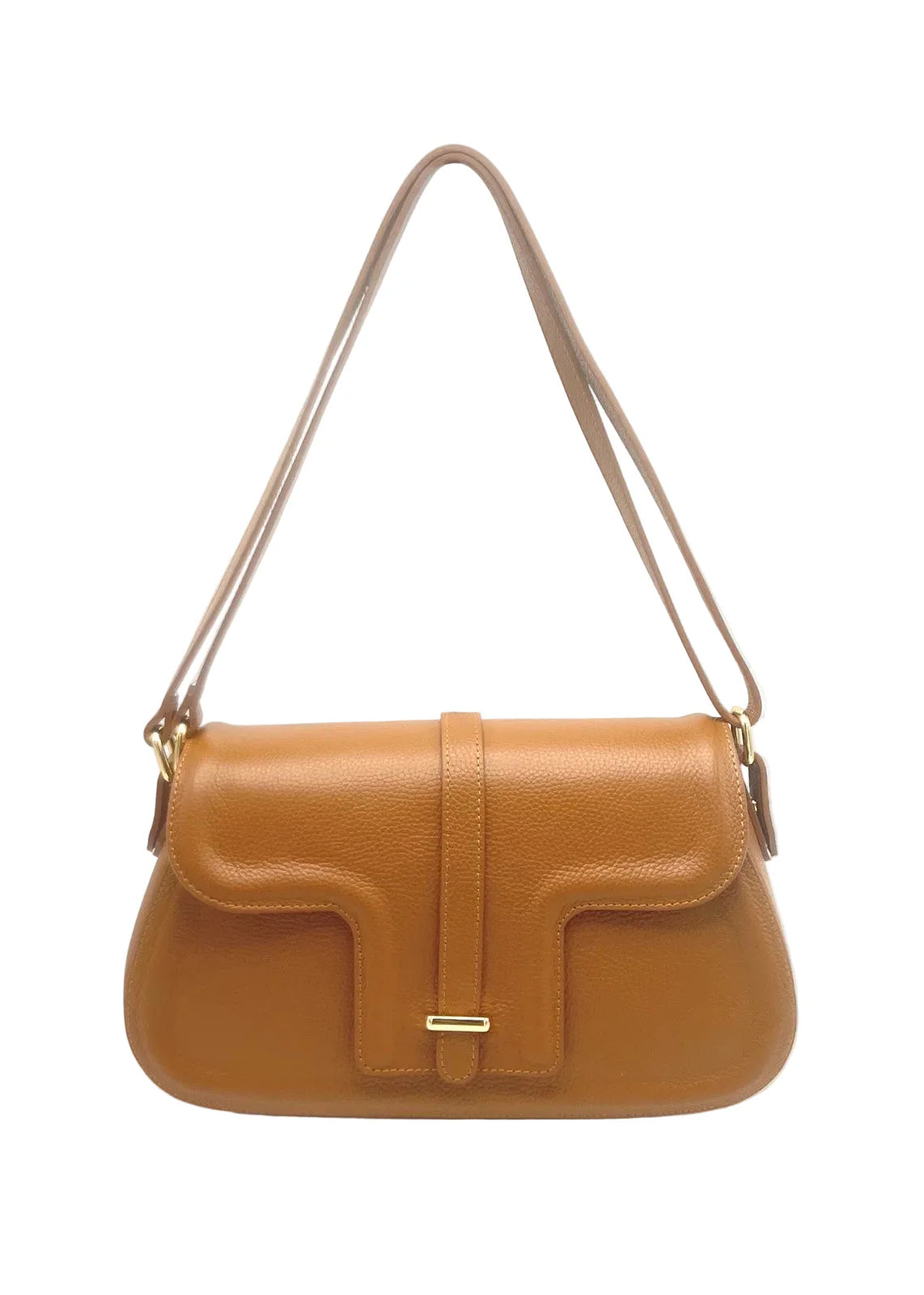 Borsa a Tracolla da Donna in Vera Pelle, 2 Modi di Indossarla, Made in Italy – art. 112729 Arancione