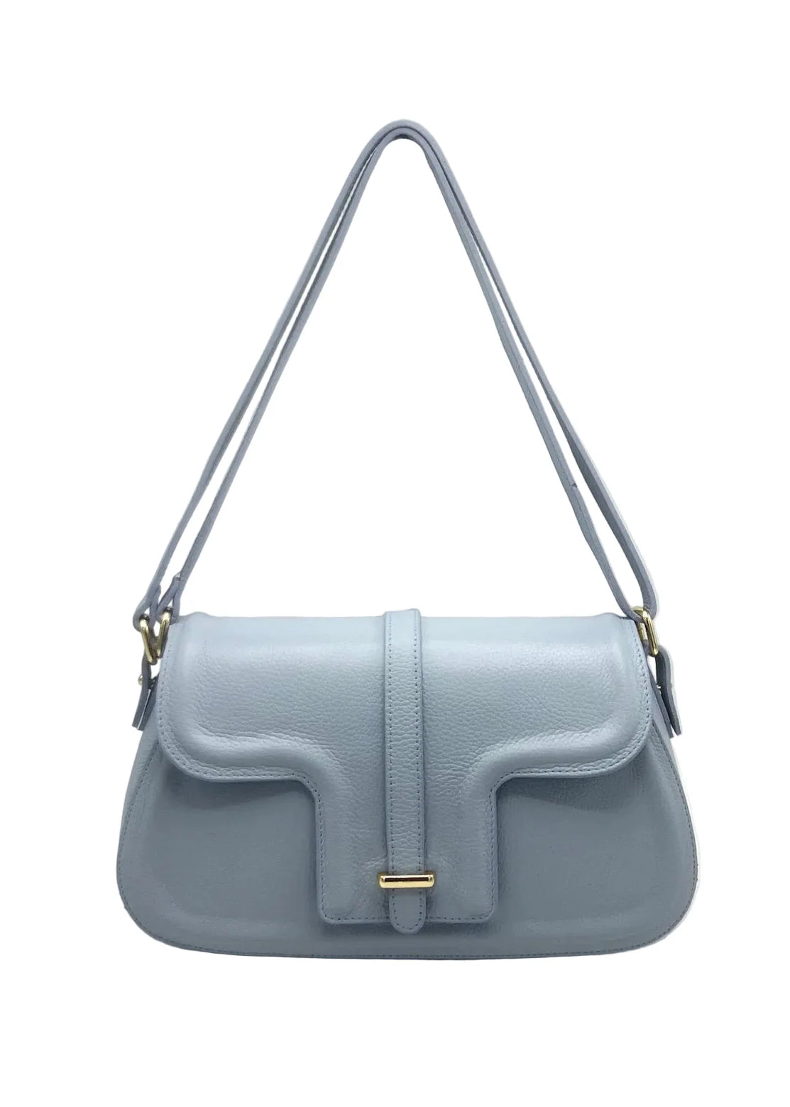 Borsa a Tracolla da Donna in Vera Pelle, 2 Modi di Indossarla, Made in Italy – art. 112729 Pietra Azzurra - 374