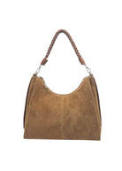 Borsa a Tracolla in Vera Pelle e Camoscio, Taglia Grande, 2 Tracolle, Made in Italy – art. 112754 Marrone