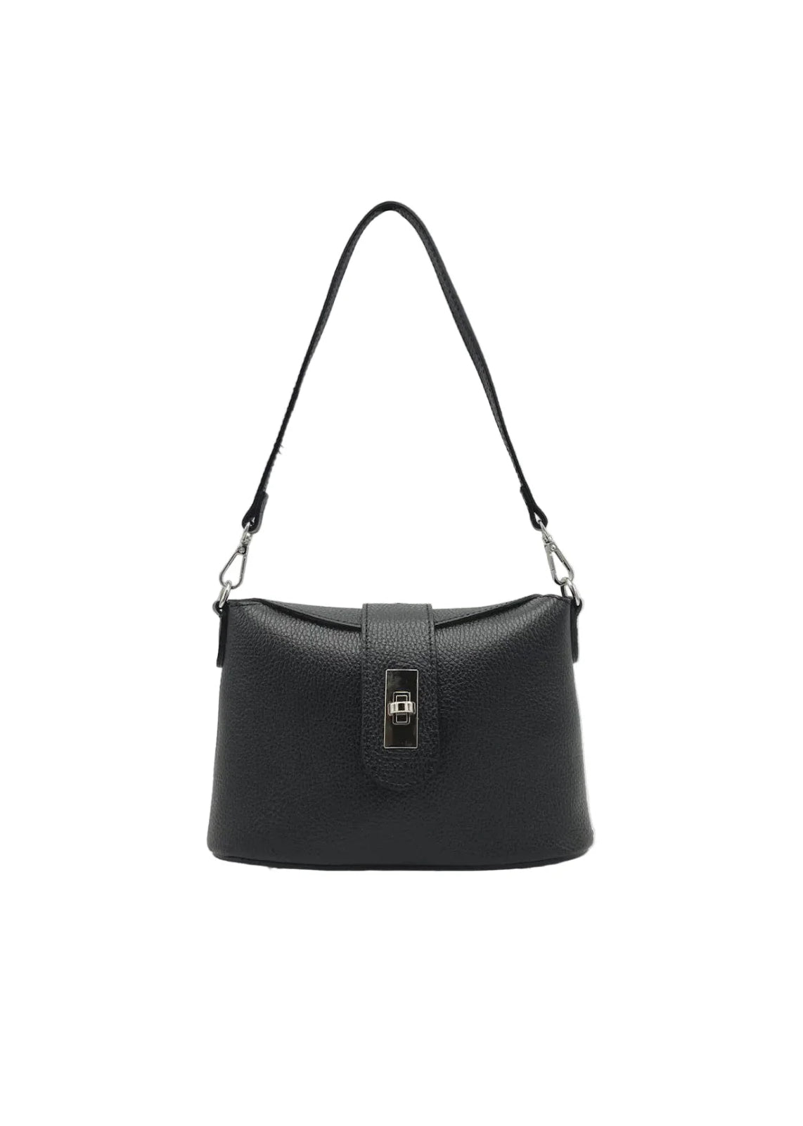 Borsa a Tracolla da Donna in Vera Pelle, 2 Tracolle Removibili, Made in Italy – art. 112745 Nero