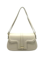 Borsa a Tracolla da Donna in Vera Pelle, 2 Modi di Indossarla, Made in Italy – art. 112729 Beige