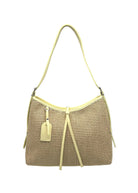 Borsa a Tracolla Estiva in Vera Pelle e Rafia, Chiusura a Cerniera, Made in Italy – art. 112751 Giallo