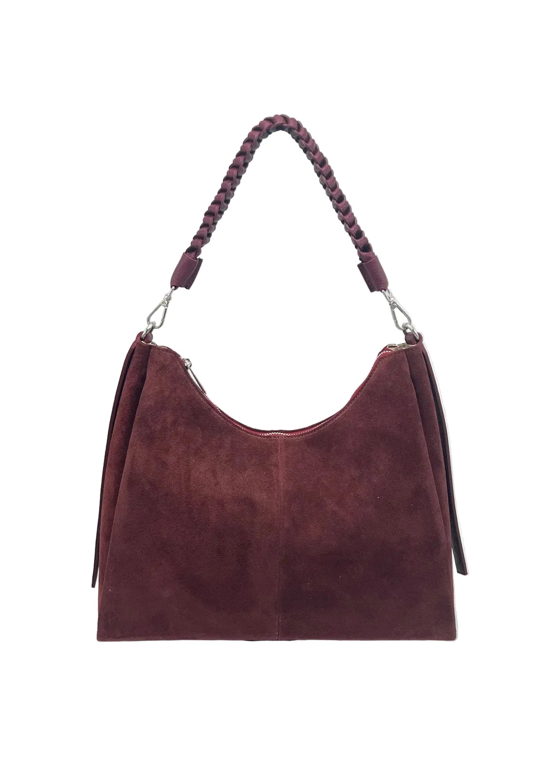 Borsa a Tracolla in Vera Pelle e Camoscio, Taglia Grande, 2 Tracolle, Made in Italy – art. 112754 Rosso scuro
