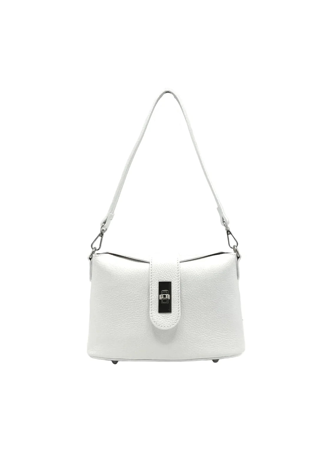 Borsa a Tracolla da Donna in Vera Pelle, 2 Tracolle Removibili, Made in Italy – art. 112745 Bianco