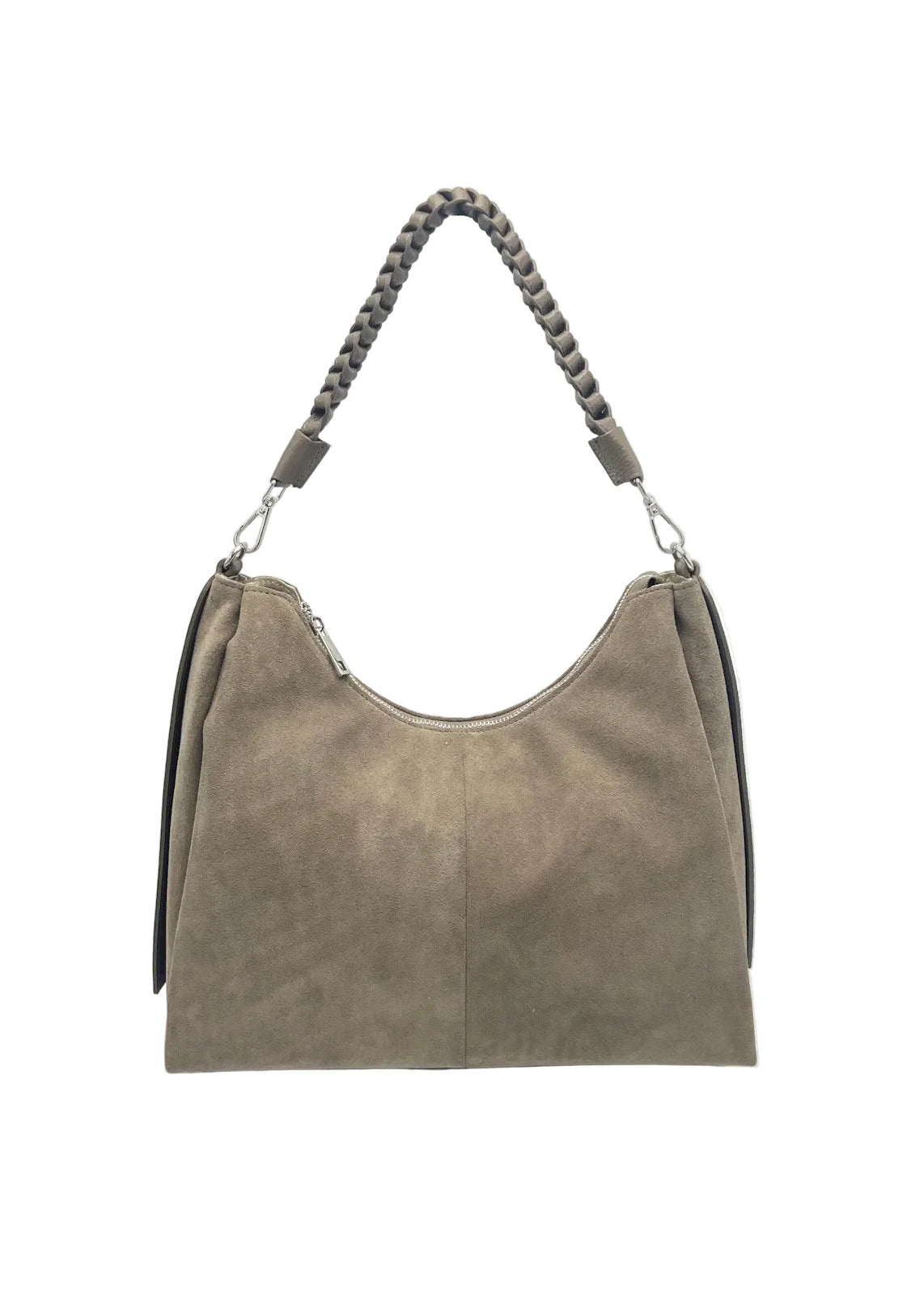 Borsa a Tracolla in Vera Pelle e Camoscio, Taglia Grande, 2 Tracolle, Made in Italy – art. 112754 Beige