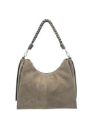 Borsa a Tracolla in Vera Pelle e Camoscio, Taglia Grande, 2 Tracolle, Made in Italy – art. 112754 Beige