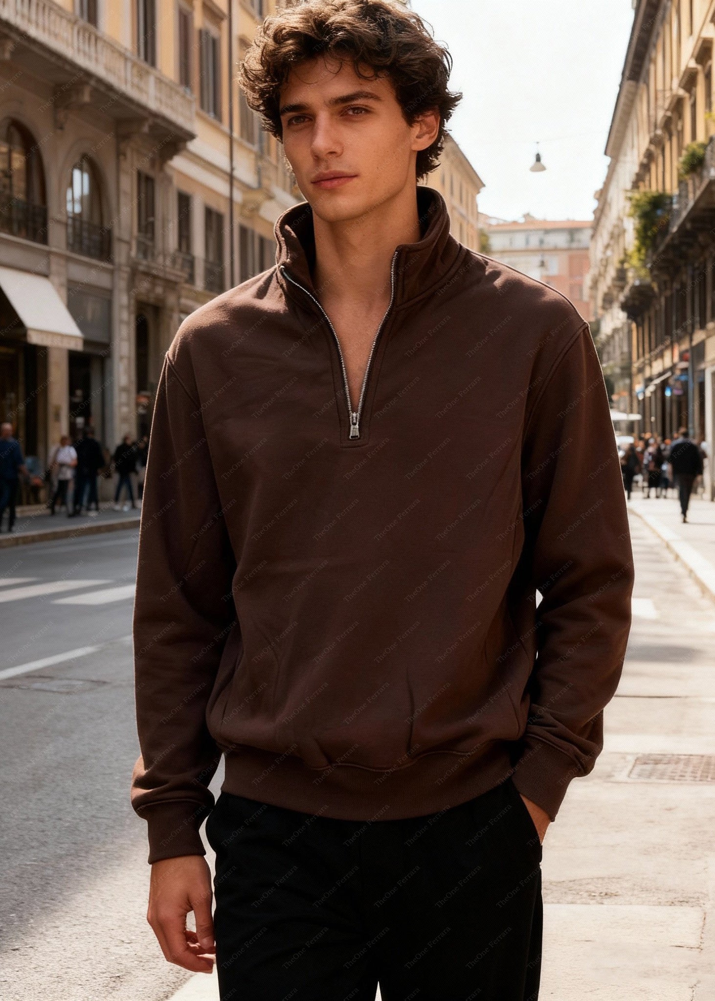 Felpa Unisex con Mezza Zip Foderata in Pile - Pullover Caldo Invernale