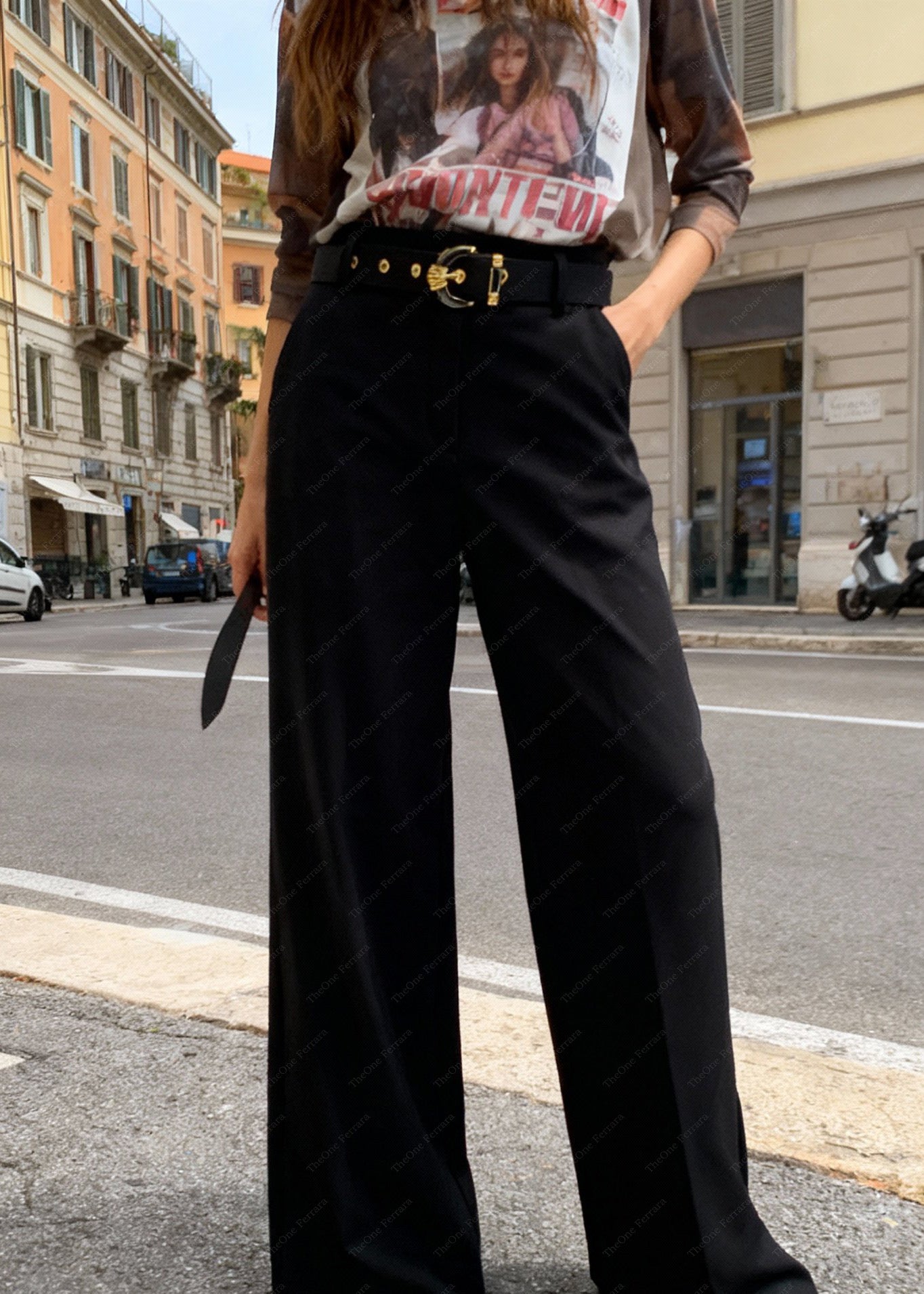Pantaloni Palazzo Donna - Vita Alta con Cintura