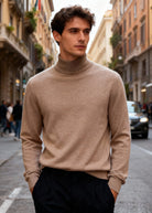 Maglione Uomo Collo Alto - Dolcevita Merino Autunno Inverno ct-008 Kakhi