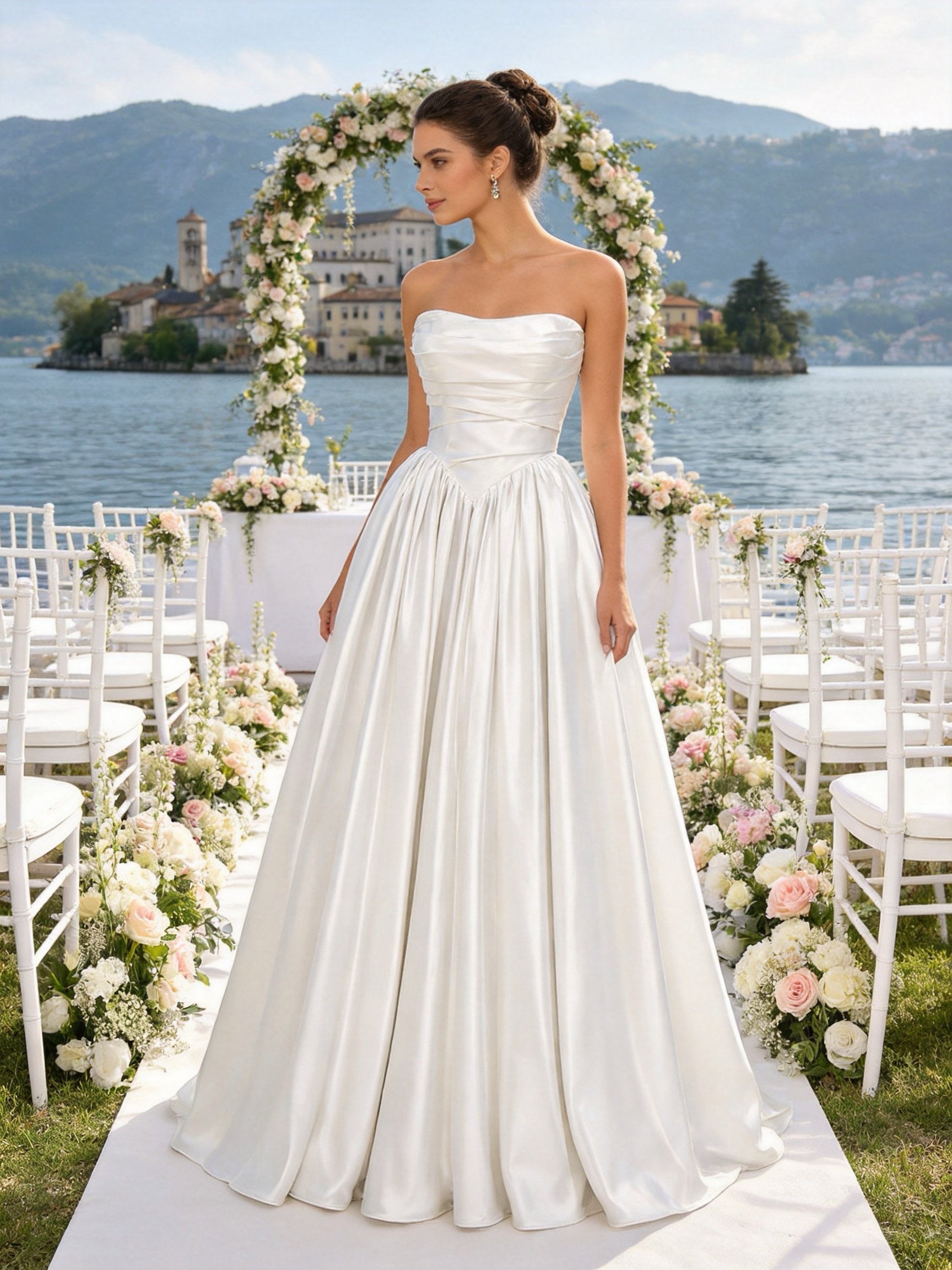 Abito da Sposa Senza Spalline in Raso – Principessa Elegante