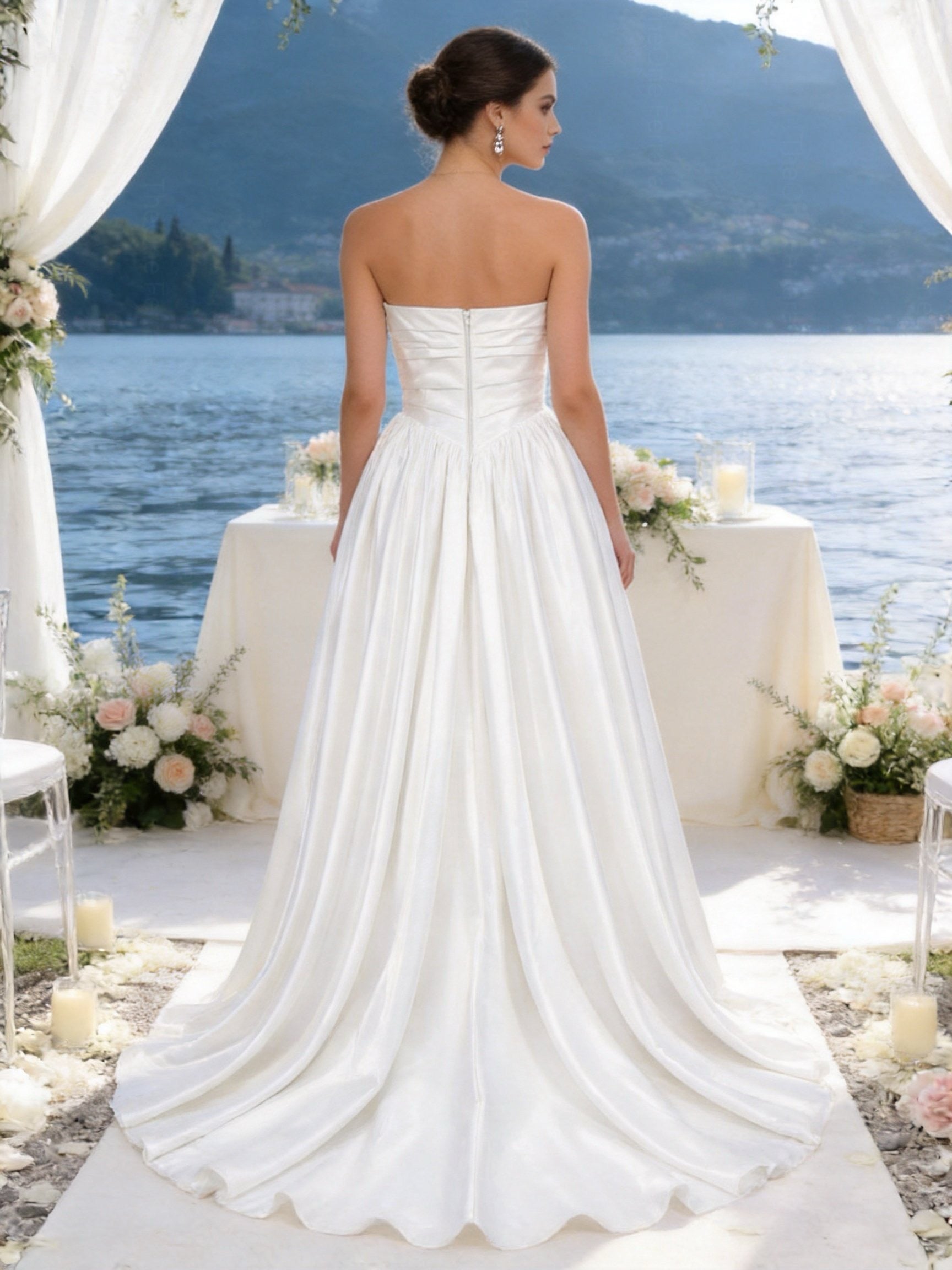 Abito da Sposa Senza Spalline in Raso – Principessa Elegante
