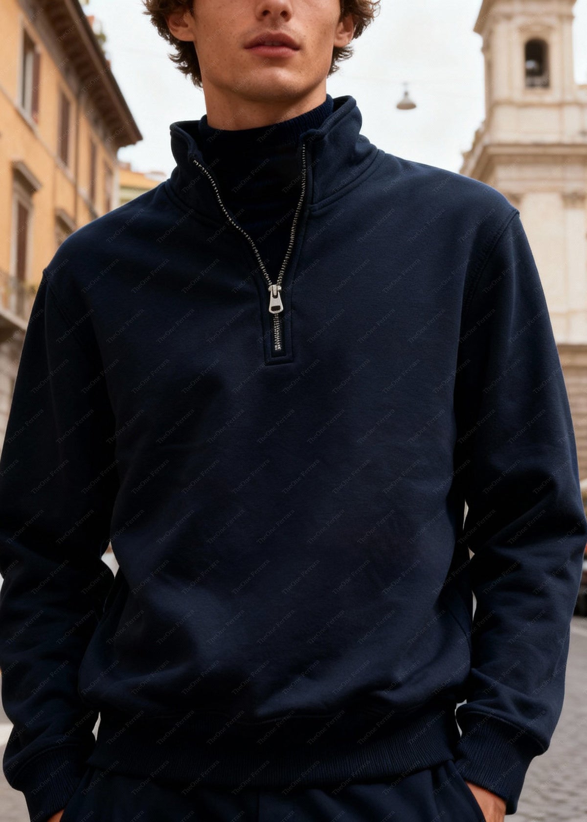 Felpa Unisex con Mezza Zip Foderata in Pile - Pullover Caldo Invernale