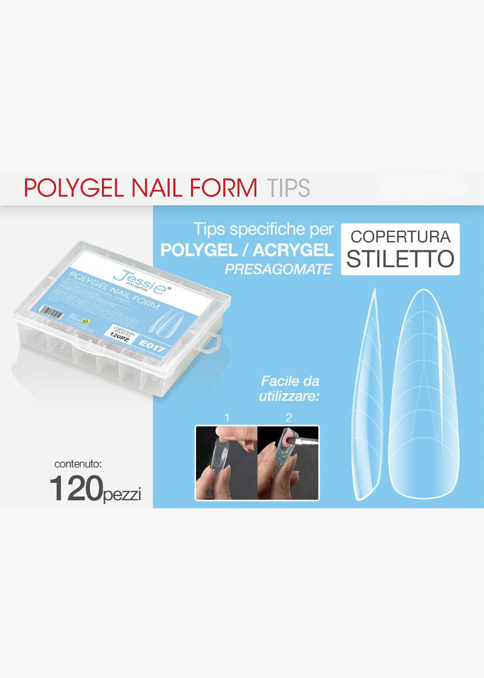 POLYGEL NAIL FORM TIPS 120PZ STILETTO