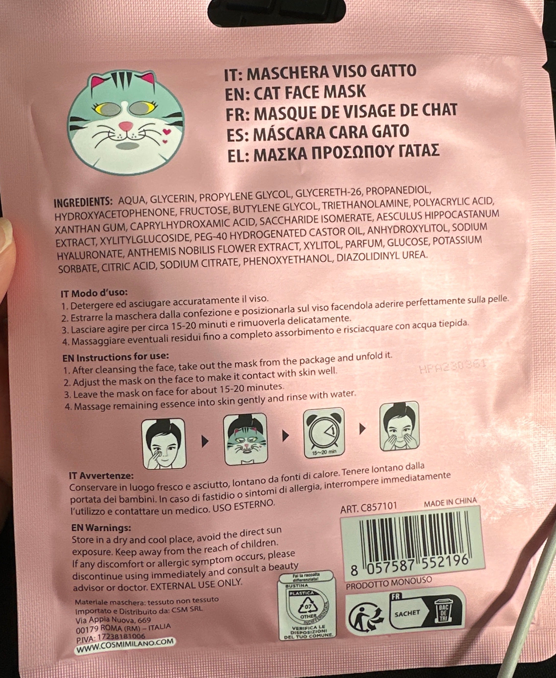 Maschera viso gatto 25 ml