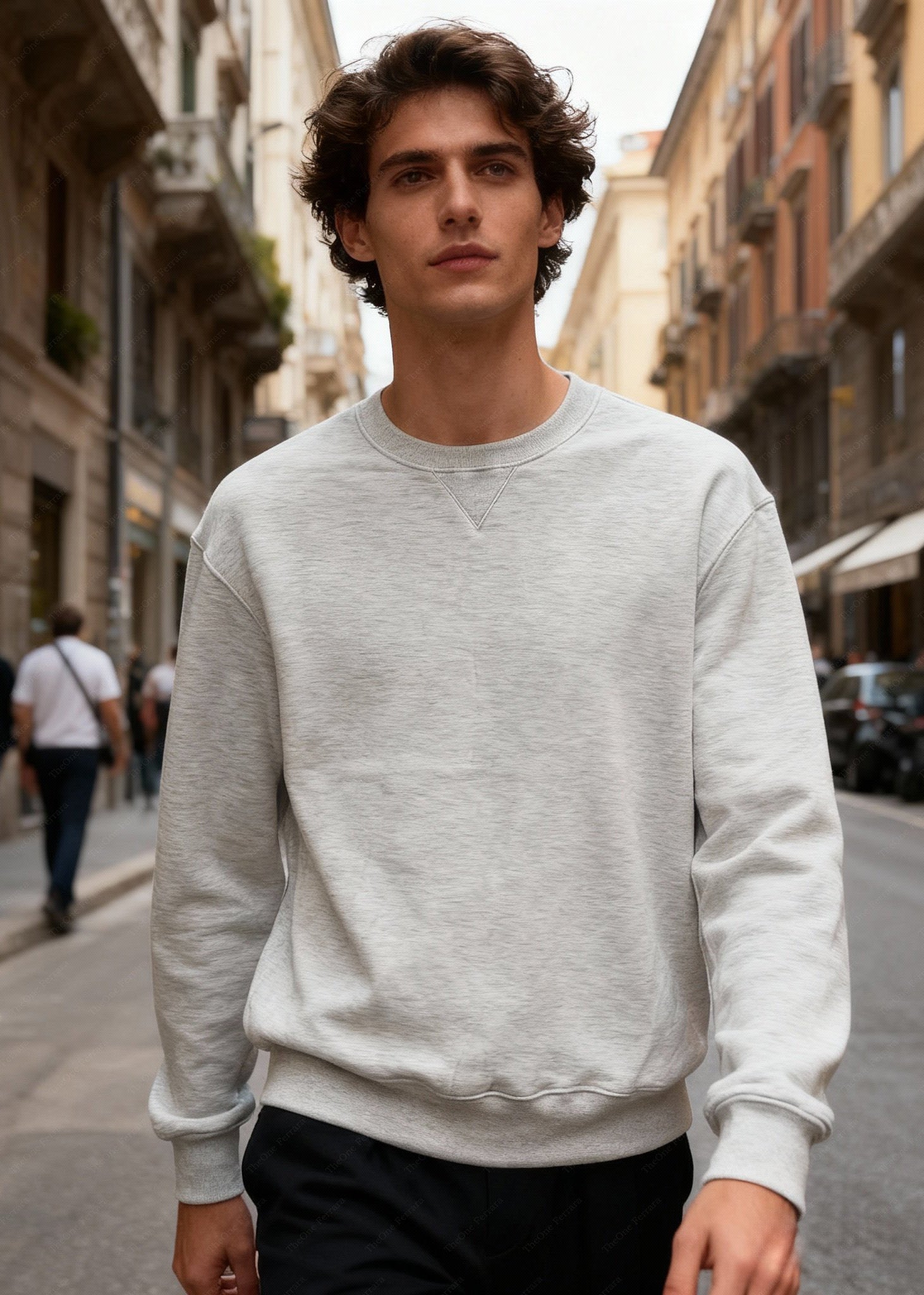 Felpa Unisex Girocollo Foderata in Pile - Pullover Caldo Classico cenere