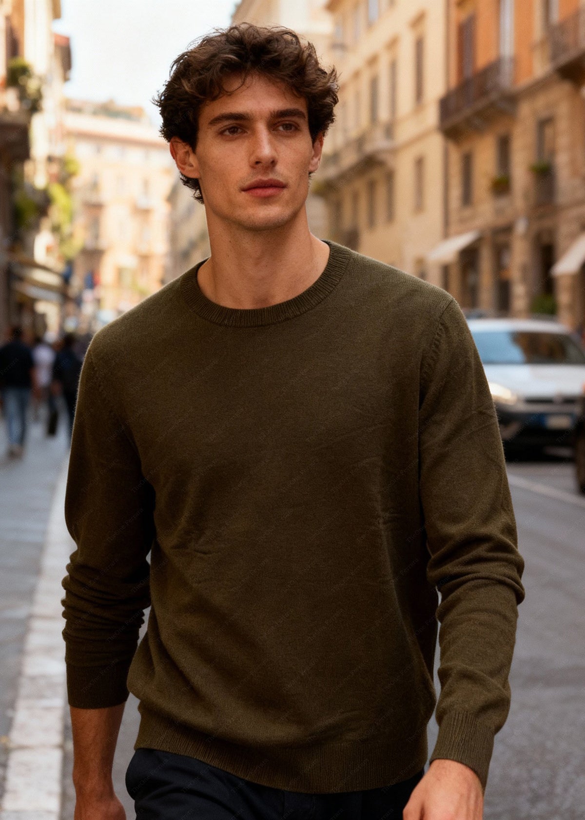 Maglione Uomo Girocollo in Viscosa - Pullover Morbido Elasticizzato-35613 Caffe
