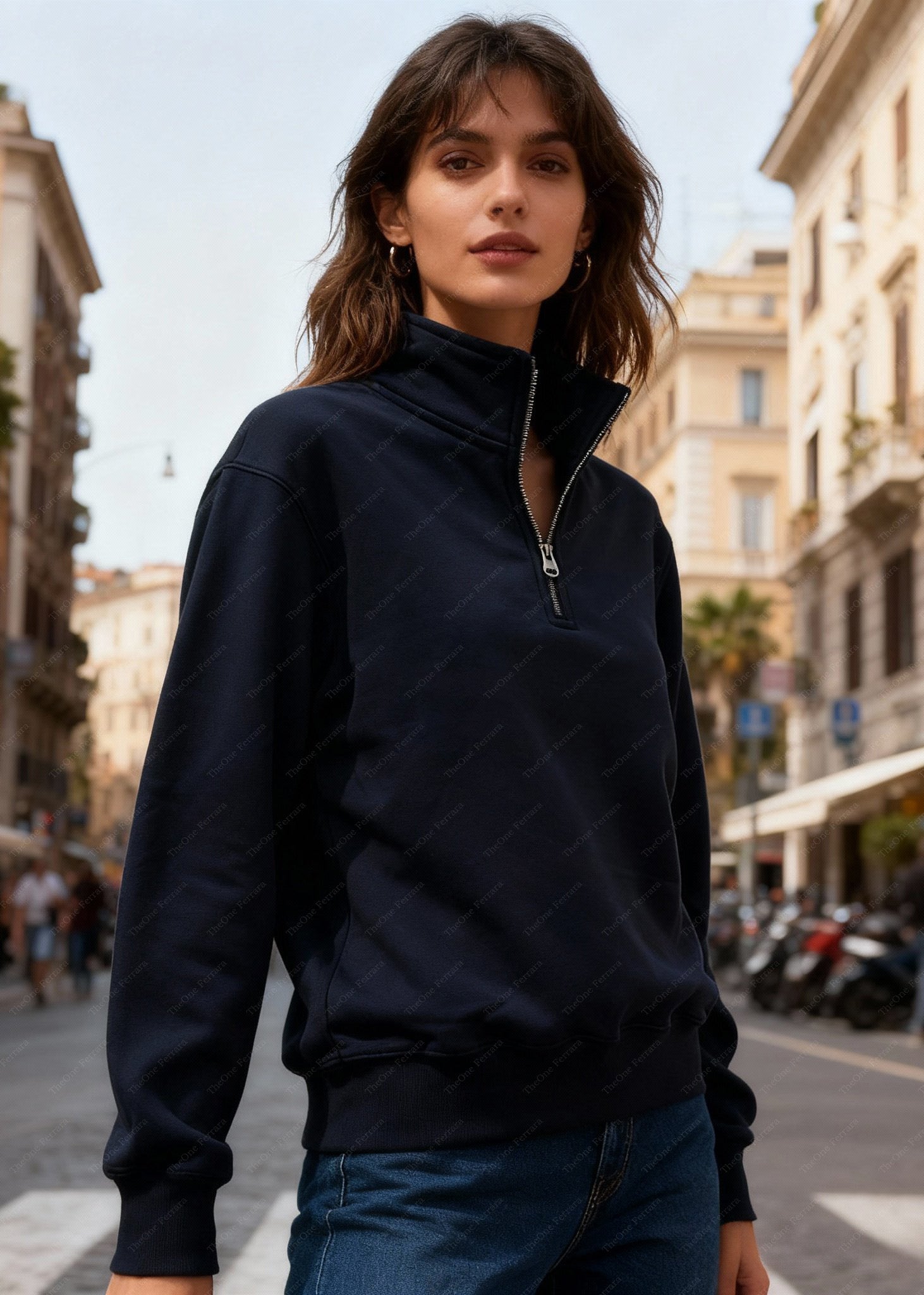 Felpa Unisex con Mezza Zip Foderata in Pile - Pullover Caldo Invernale