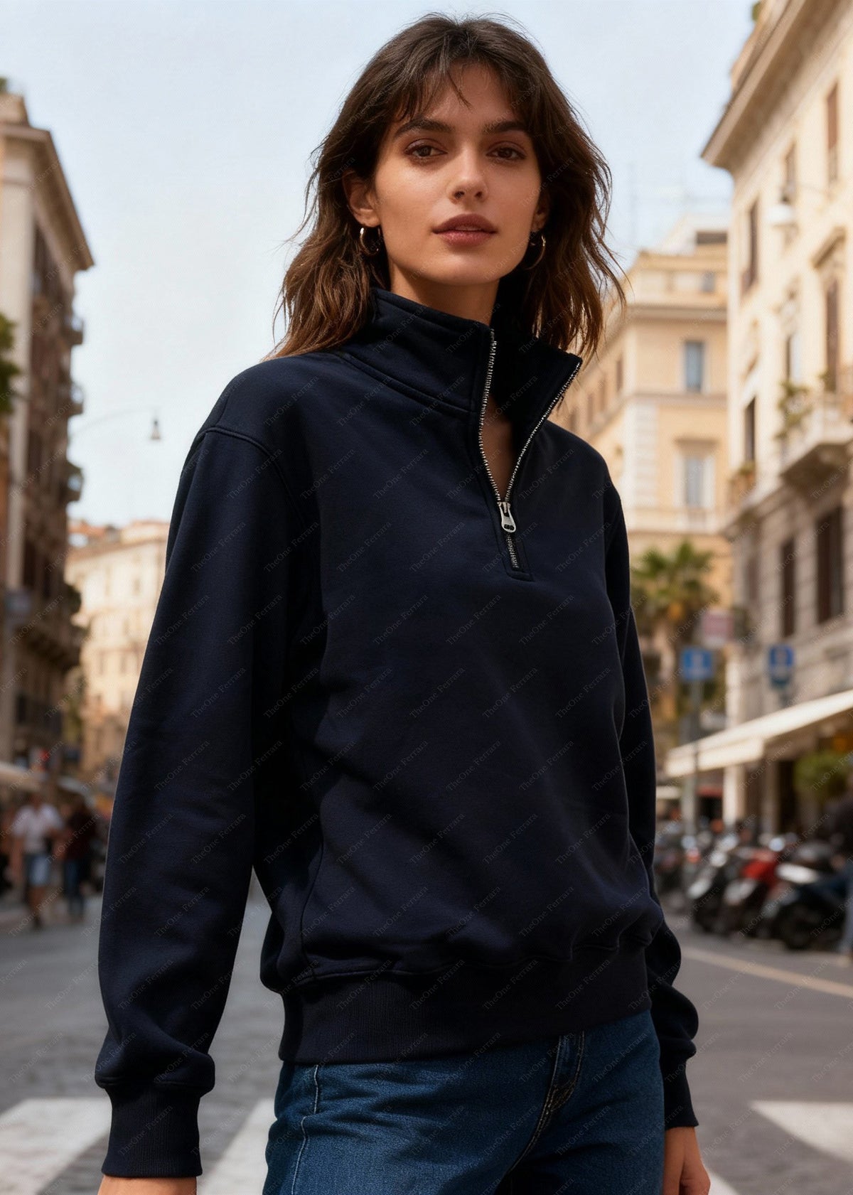 Felpa Unisex con Mezza Zip Foderata in Pile - Pullover Caldo Invernale