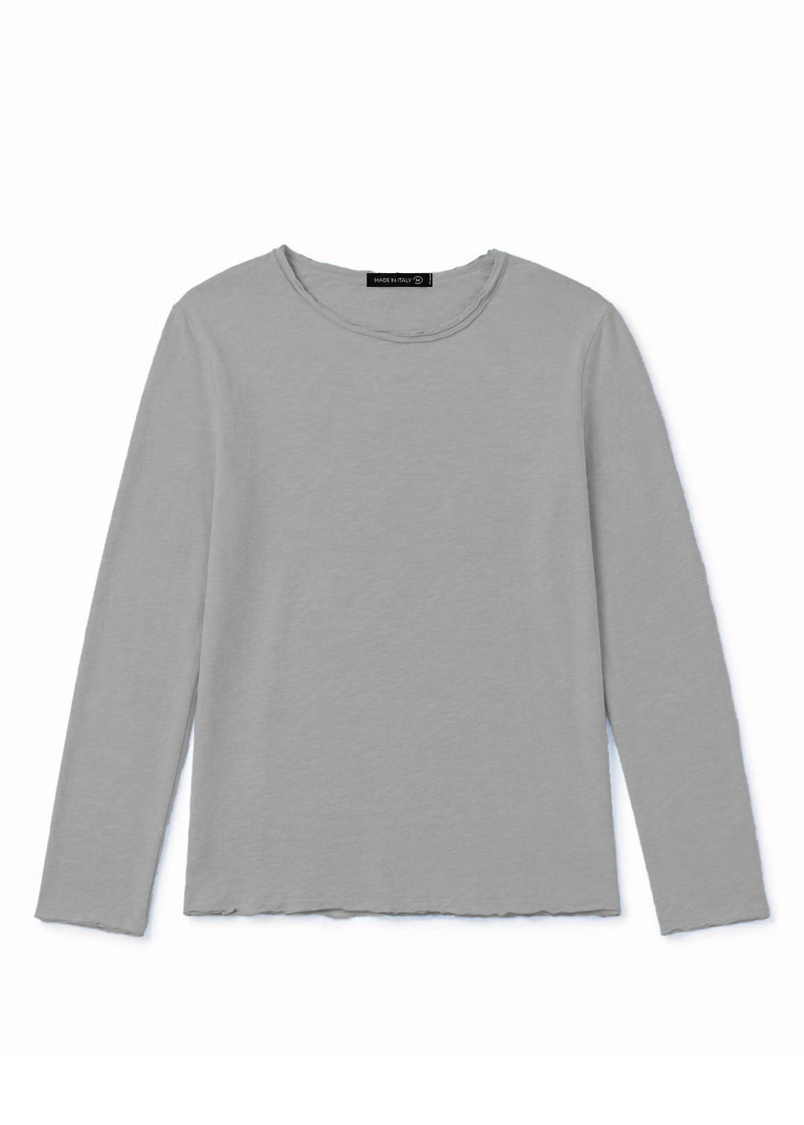 Maglia Uomo 100 Cotone Made in Italy Manica Lunga Casual S 3XL Grigio