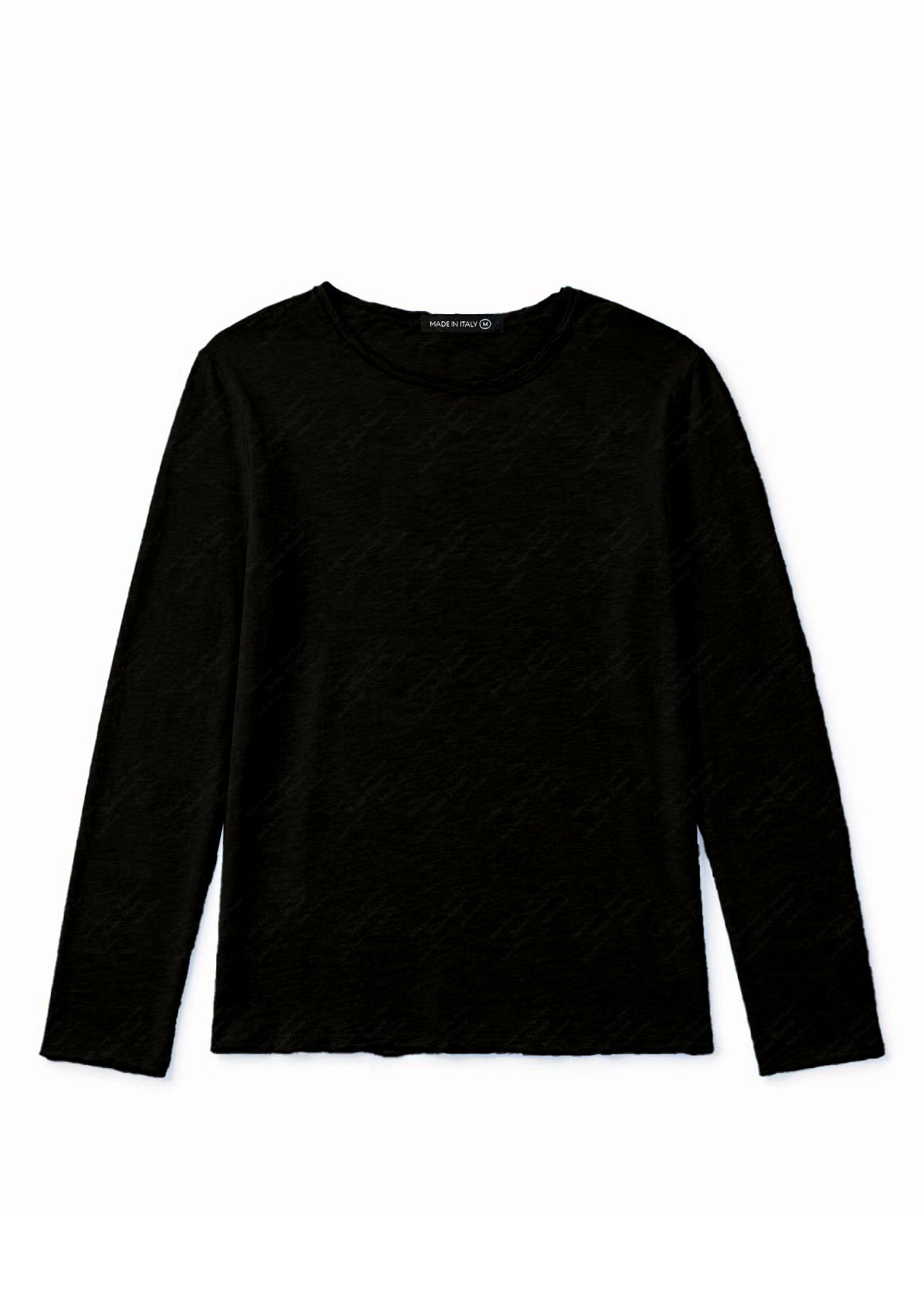 Maglia Uomo 100 Cotone Made in Italy Manica Lunga Casual S 3XL Nero