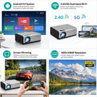 Videoproiettore LED 1080P | Schermo 200 Pollici con Telecomando e Speaker