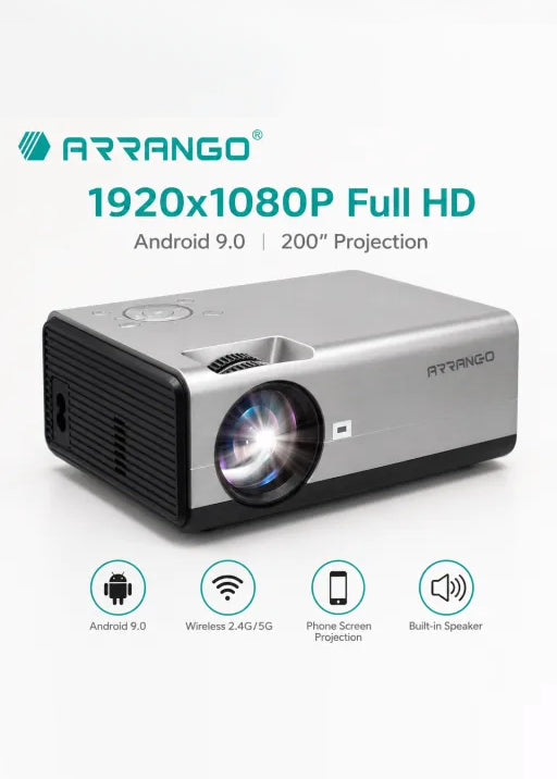 Videoproiettore LED 1080P | Schermo 200 Pollici con Telecomando e Speaker